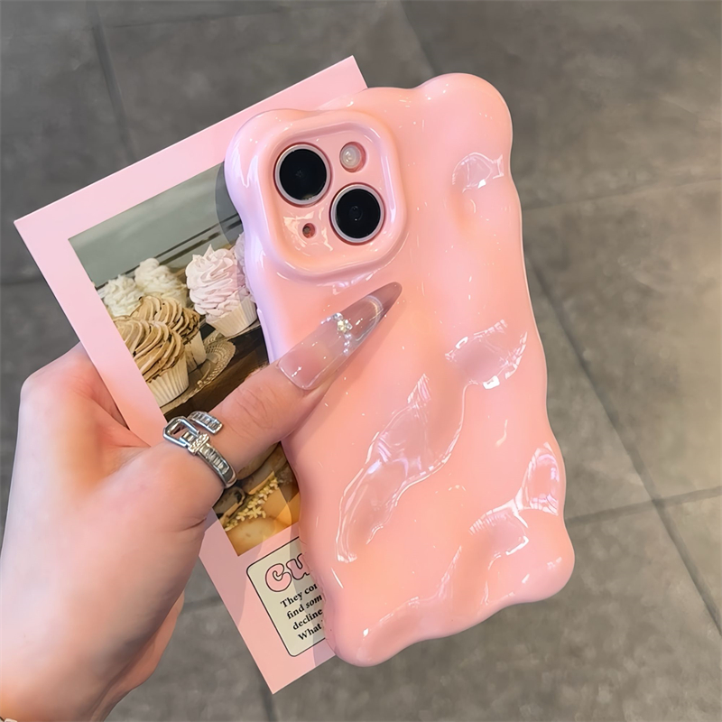 韩风温柔纯色陨石纹适用iPhone14/13手机壳苹果12promax全包11女13promax波浪个性14promax简约防摔软壳保护
