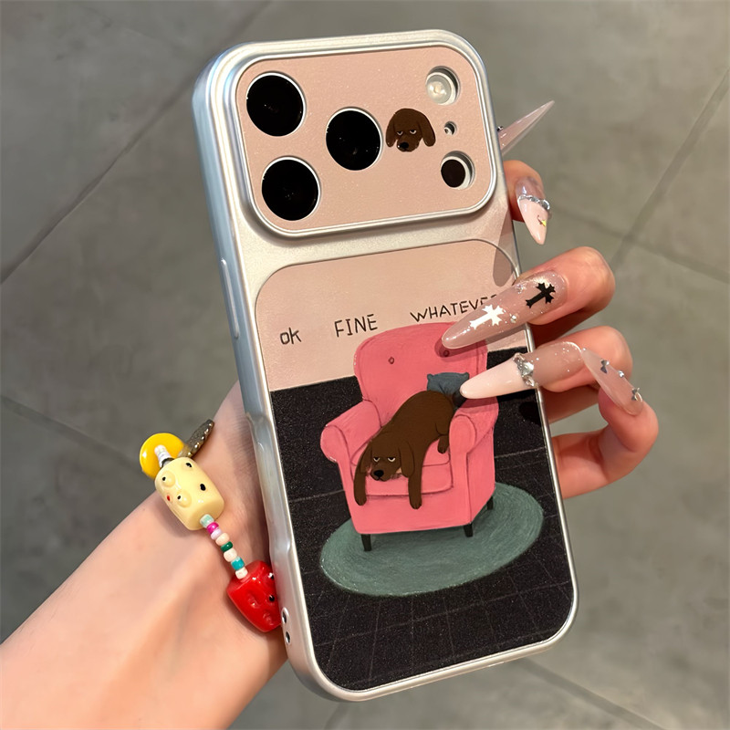 趣味沙发小狗适用苹果17promax手机壳iPhone16Pro华为Mate80/70新款电镀秒变壳vivox300防摔小米17pro手机套
