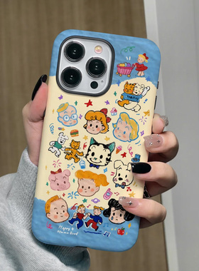 蓝色原田治小狗适用苹果15手机壳iPhone16promax卡通华为mate70荣耀vivo个性小米超火菲林二合一防摔爆款OPPO