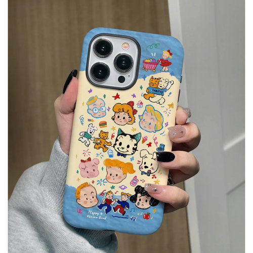 蓝色原田治小狗适用苹果15手机壳iPhone16promax卡通华为mate70荣耀vivo个性小米超火菲林二合一防摔爆款OPPO