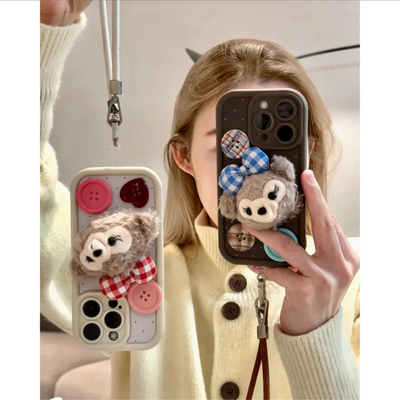秋冬ins小红书爆款毛绒达菲熊雪梨Kitty猫公仔适用iPhone16苹果15/14/13Promax手机壳华为pura70vivo小米OPPO