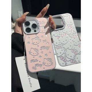 粉色彩银HelloKitty凯蒂猫适用苹果15promax手机壳iphone14女款15pro新款13可爱少女网红华为mate60荣耀90pro