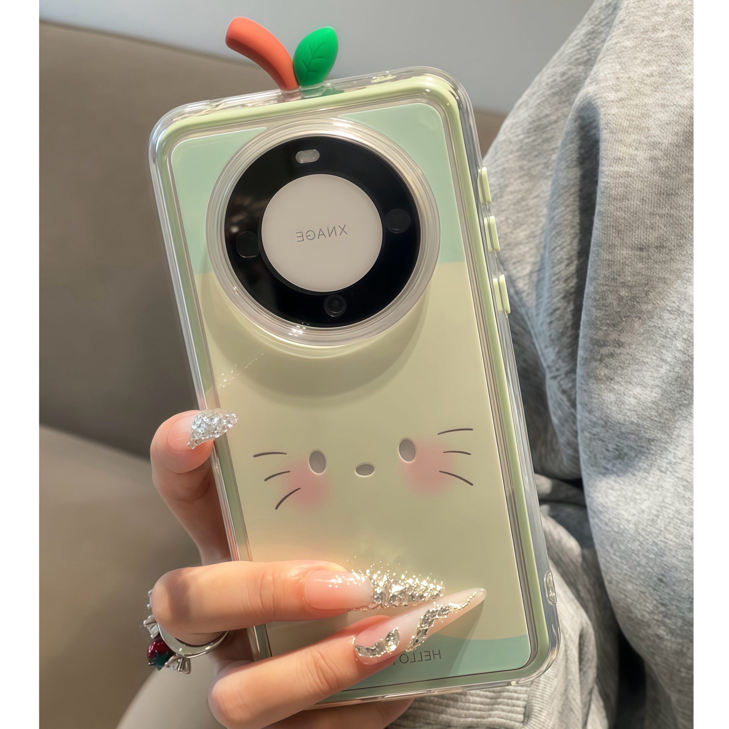 小红书爆款ins趣味Kitt猫小表情立体苹果核适用iPhone16promax苹果小米15手机壳华为P80荣耀vivoppo全包防摔