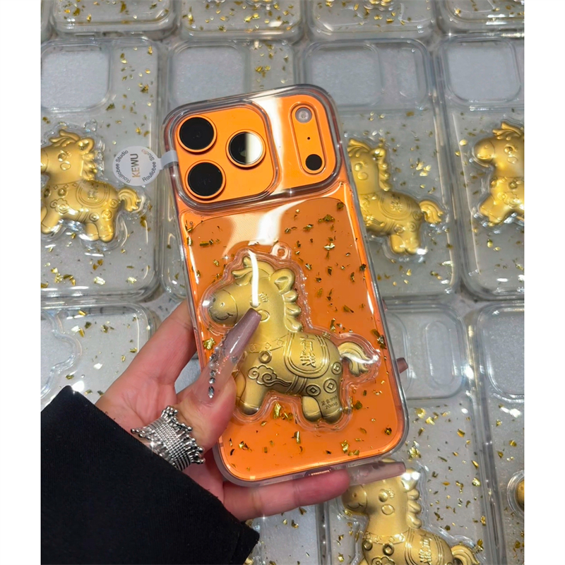 ins立体滴胶马上有钱适用苹果17promax手机壳新款iphone16金箔17pro高级感plus全包15防摔pm硅胶14透明13超火