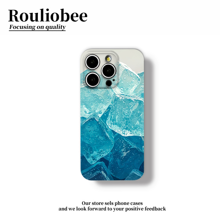 蓝色冰块适用苹果15promax手机壳16pro华为mate60新款pura70菲林壳OPPOReno12/vivos19x100网红超火小米14套