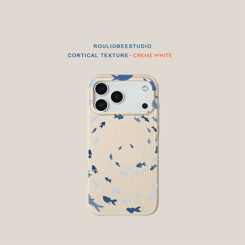 多巴胺鱼群适用iPhone17promax苹果16Pro手机壳华为Pura70新款高颜值皮纹多色vivox200小米17Promax防摔软壳