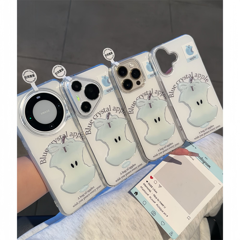 水晶apple适用苹果16promax手机壳iphone13新款苹果核贴片15pro华为mate70荣耀vivox200小米15OPPO全包防摔软