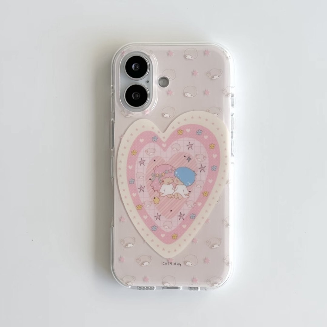萌萌双子星适用苹果17promax手机壳iphone16Pro新款奶油IMD壳15pro华为mate70荣耀vivox200小米15OPPO防摔软