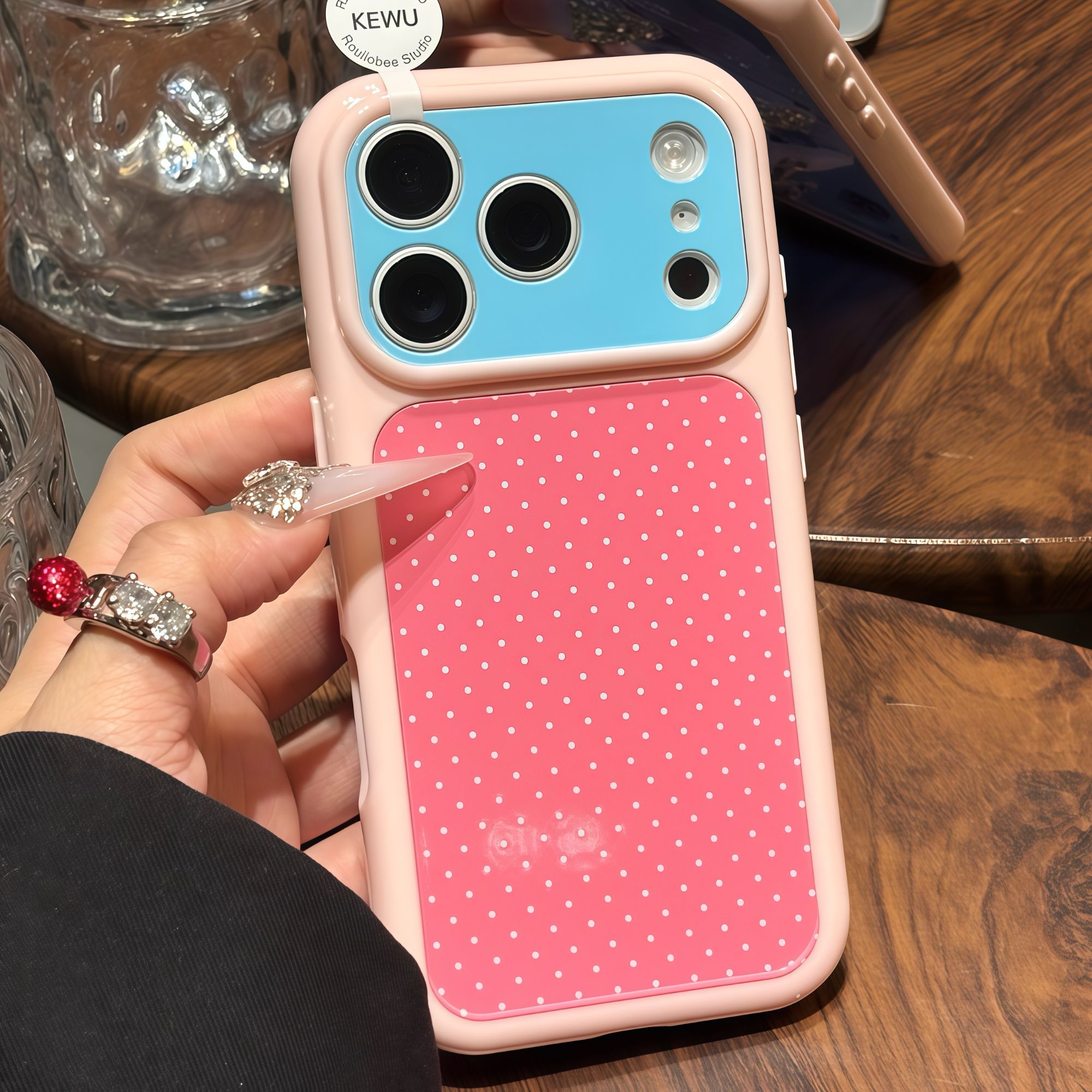 蒂芙蓝拼色波点适用苹果17promax手机壳iphone16pro高颜值vivoS50新款星空壳华为mate80防摔小米17pro男女款