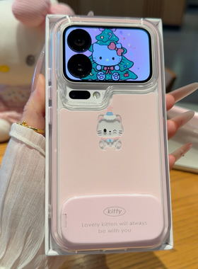 情侣镂空猫咪支架新款适用苹果17Promax手机壳iPhone16小米17pro华为mate80红米k90nova14荣耀500x300vivos30