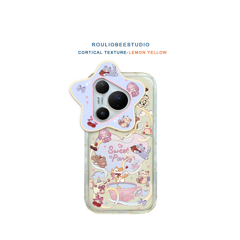 爱心小动物适用苹果17promax手机壳iPhone16pro新款星星镜头华为Mate70防摔vivox200全包荣耀400透明小米15软