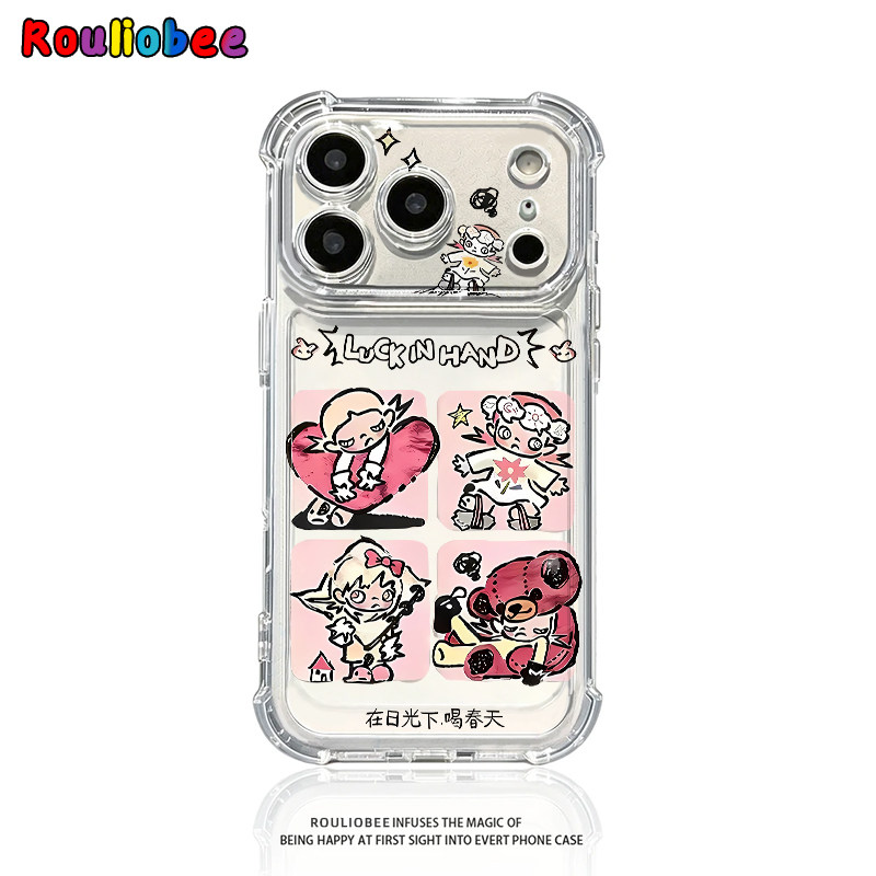 嘎子姐四宫格插画适用iPhone17promax苹果18Pro手机壳华为Mate80新款透明气囊壳vivox300防摔小米17Pro手机套