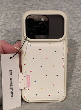 创意白色系波点适用于iPhone17promax手机壳苹果17air新款大孔皮纹气囊14/13硅胶16pro防摔11保护套15plus软