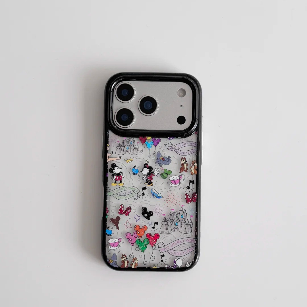 涂鸦小米奇适用苹果17promax手机壳iphone16promax可爱15pro新款16e彩色软边亚克力14防摔15plus超火17air软
