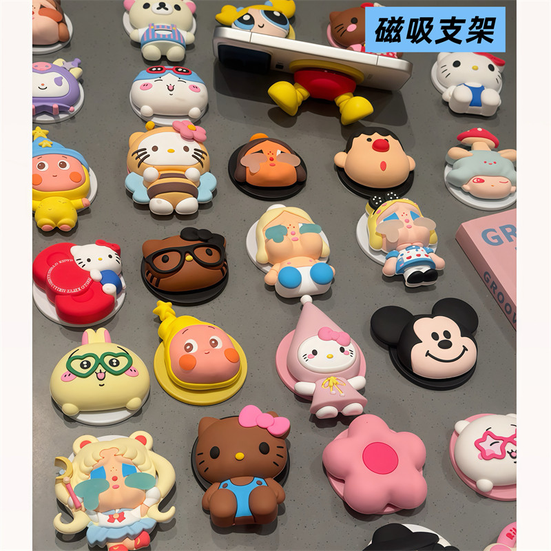 立体米菲兔kt猫头像磁吸支架适用MagSafe手机强力吸附桌面可伸缩适用苹果17Promax华为小米手机壳磁吸支撑架