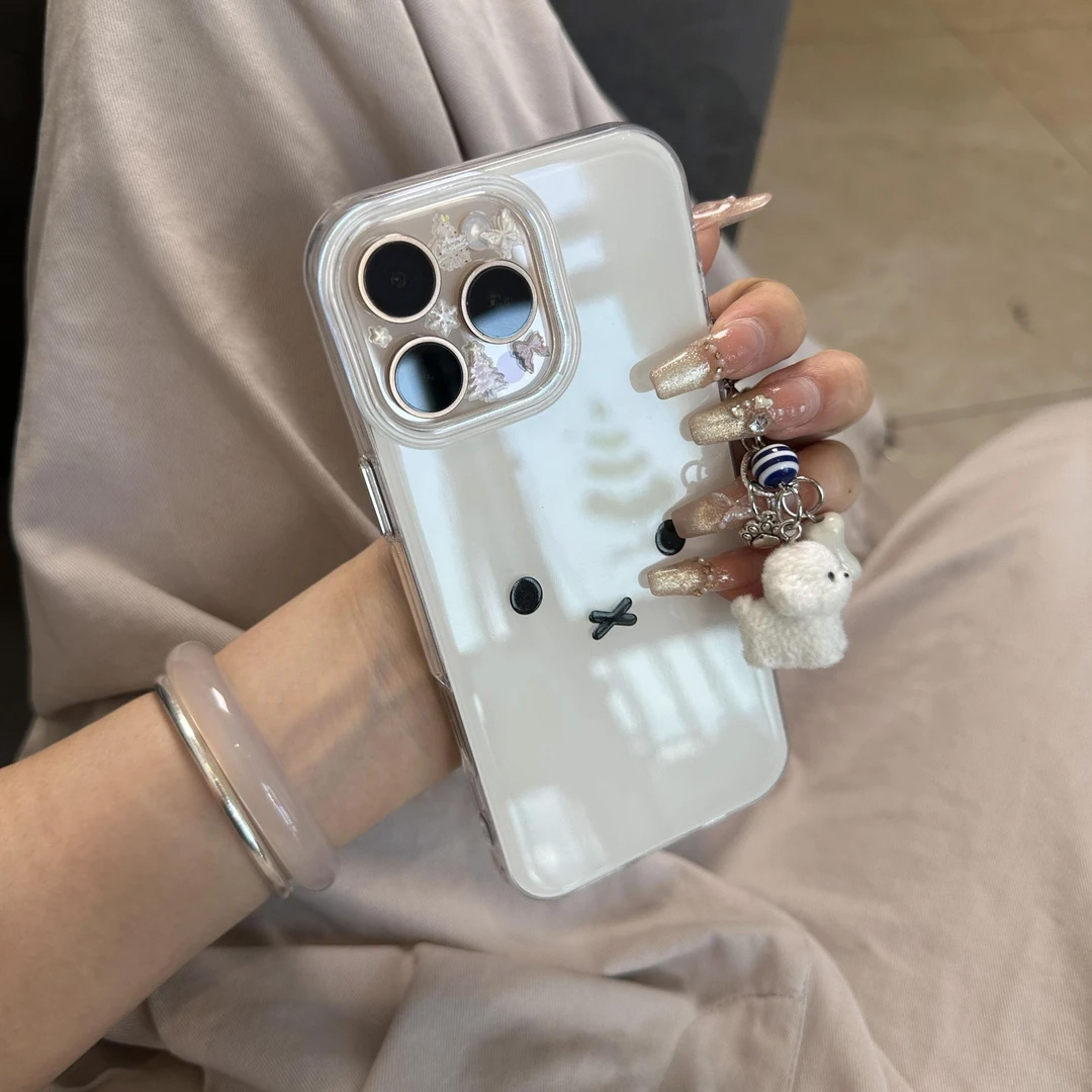 米菲兔表情适用苹果15promax手机壳16pro华为mate60新款pura70大孔白色OPPOReno12/vivos19x100女iQOO小米14