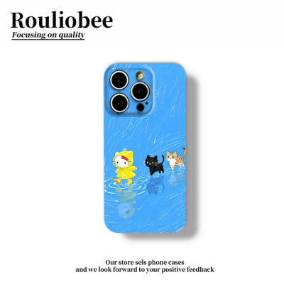 踩水坑Kitty猫适用苹果15promax手机壳16pro华为mate60新款pura70菲林壳OPPOReno12/vivos19x100超火小米14套