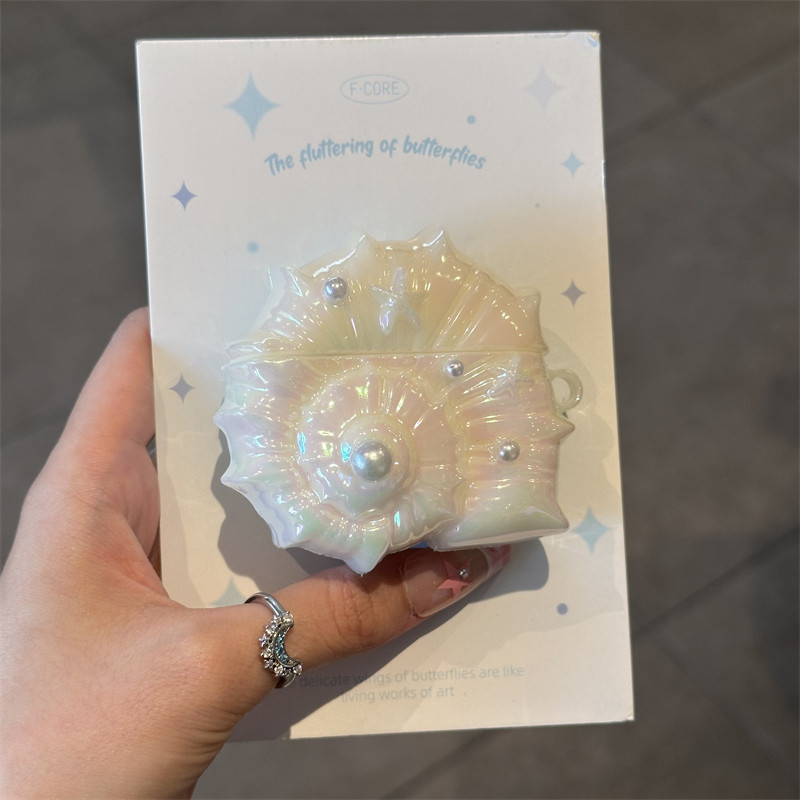 多巴胺贝壳airpodspro3保护套耳机壳适用于苹果airpodspro2耳机保护壳炫彩贝壳吊坠华为freeclip防摔软壳se3