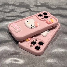 可爱立体卡通hellokitty猫适用苹果14手机壳iPhone13ProMax新款14Pro女款12防摔11硅胶15pro闺蜜少女全包软壳