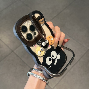 luck煤球板凳双支架适用于16promax手机壳iPhone15新款 立体公仔华为mate70pro保护套pura70全包Reno13小米15
