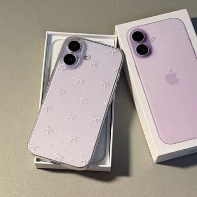 淡紫色小蝴蝶结适用苹果17promax手机壳iPhone16pro太空壳华为Mate70Pro荣耀300vivox200小米15硅胶OPPO防摔