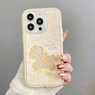 百福小马金色适用苹果17promax手机壳16pro华为mate70新款撞色大孔pura70防摔OPPOReno12/vivox100小米15硅胶