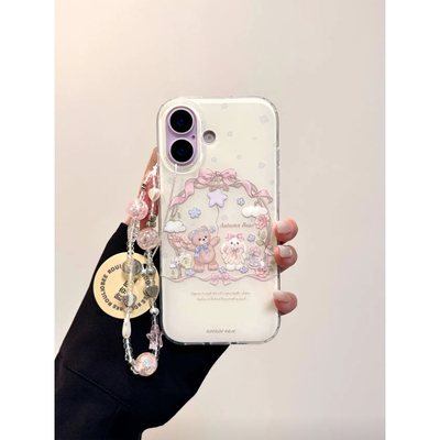 可爱小熊小兔适用苹果17promax手机壳iphone16新款奶油IMD壳15pro华为mate70荣耀vivox200小米15OPPO防摔plus