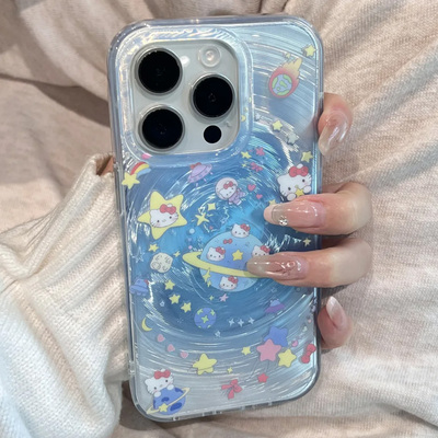 星球小Kitty适用苹果16/15promax手机壳iphone14pro可爱卡通13/14软套壳12女新款11旋风IMD防摔plus网红超火