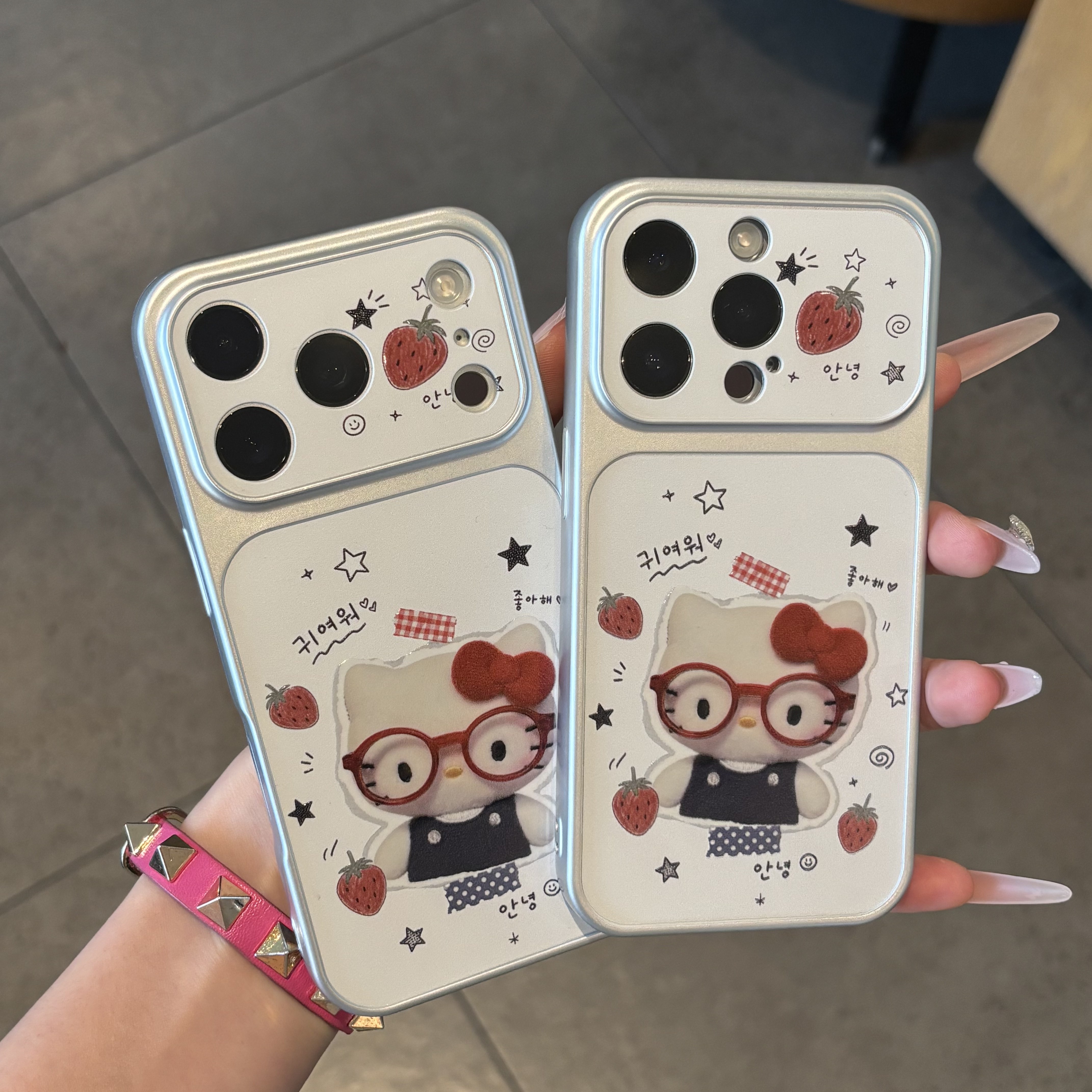 红镜框猫咪适用苹果17promax手机壳iPhone16Pro华为Mate80/70新款电镀秒变壳vivox300情侣款小米17pro手机套