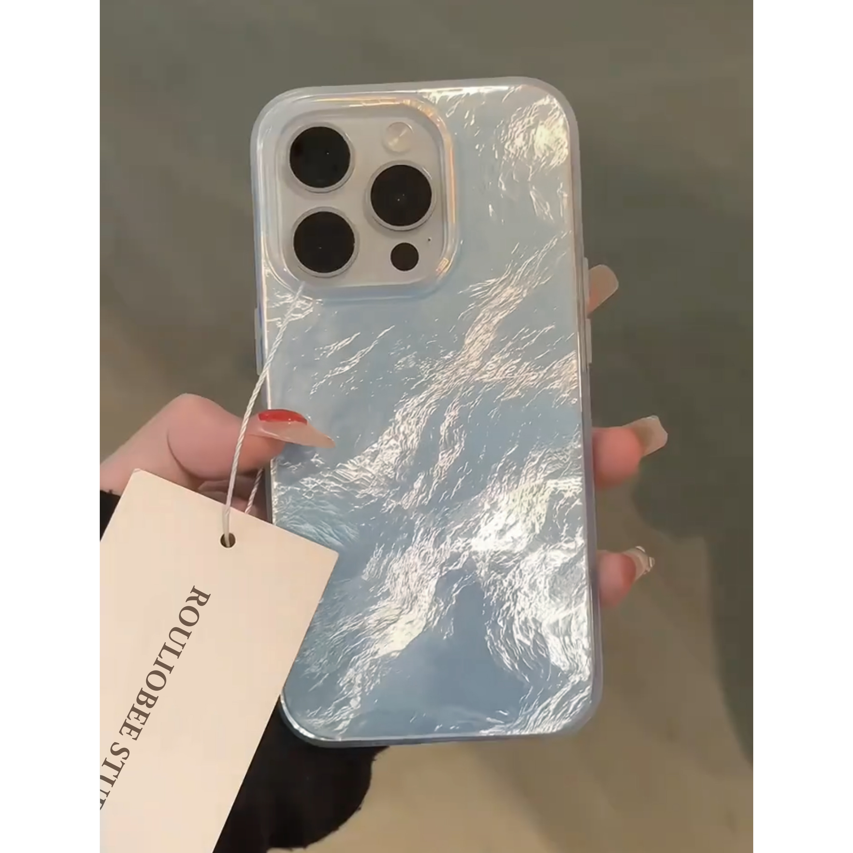 冰川蓝适用苹果16promax/15手机壳16Pro卡通vivox100冰裂纹红米note13防摔小米14华为pura70荣耀200女OPPO套