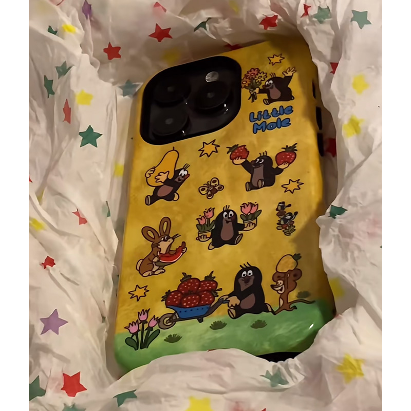 鼹鼠和朋友适用苹果15手机壳iPhone16promax卡通华为mate70荣耀vivox200个性小米15超火菲林二合一防摔套OPPO