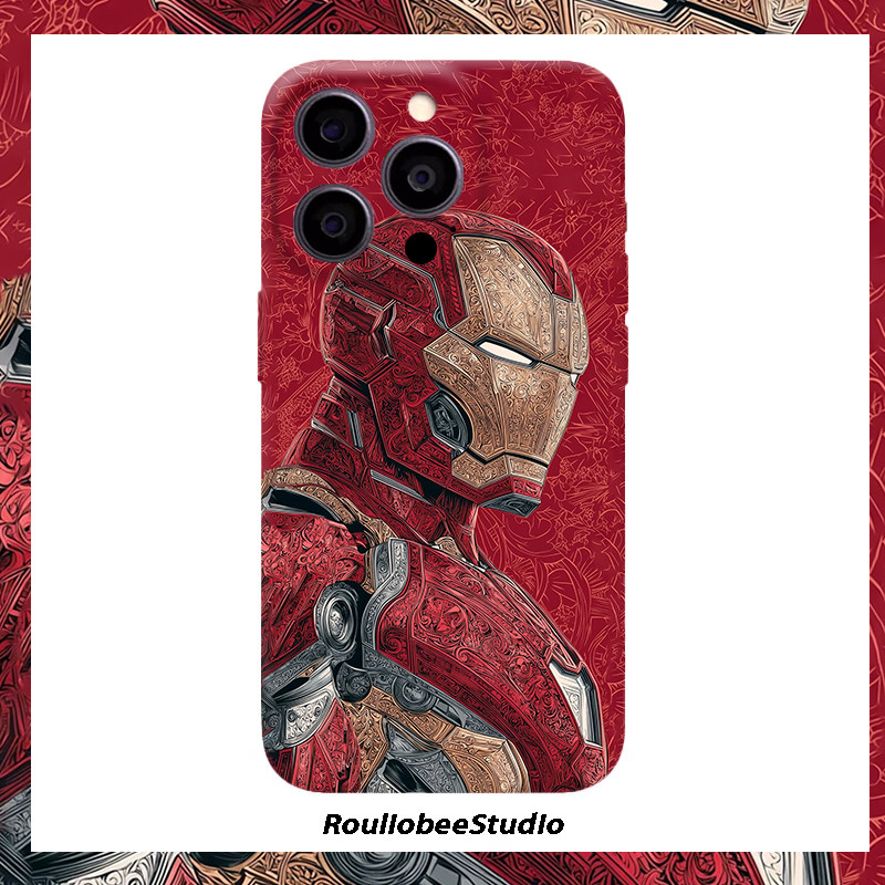 创意花纹钢铁侠适用苹果17promax手机壳16pro华为mat