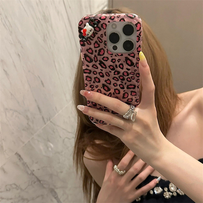 ins日韩小众辣妹羽纱棕色豹纹适用12苹果15ProMax手机壳iPhone13全包15新款12Pro软14Promax防摔少女华为70套