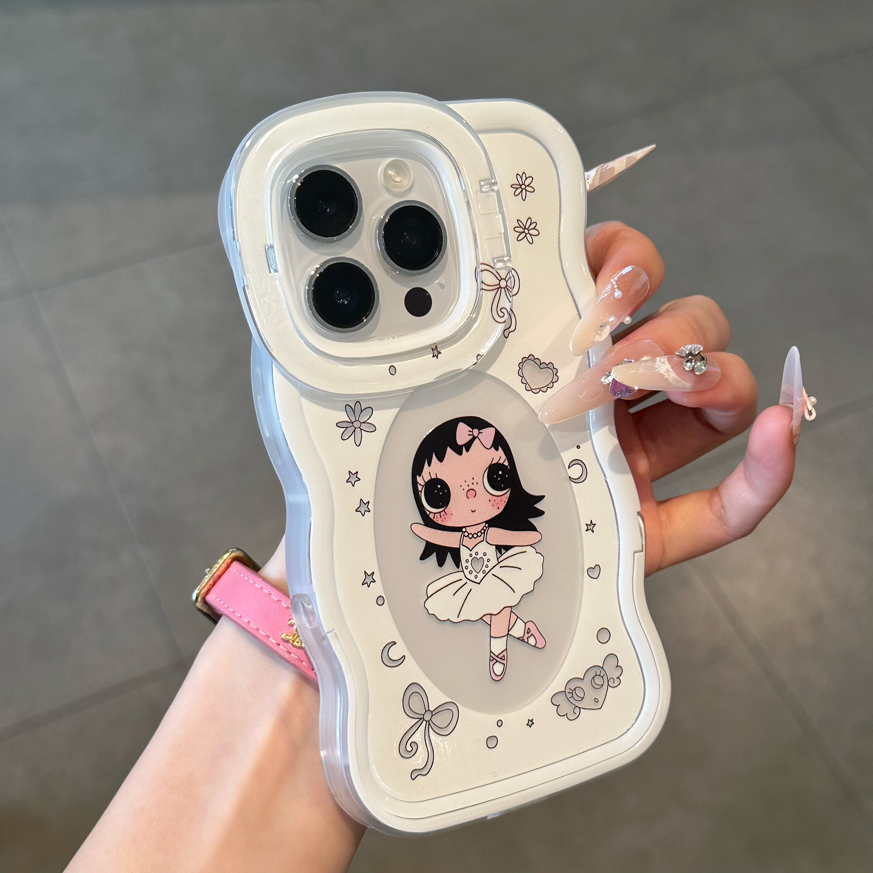 芭蕾小公主适用苹果17promax手机壳iphone16pro新款板凳双功能支架华为Pura90男女款vivoX300防摔小米17pro软