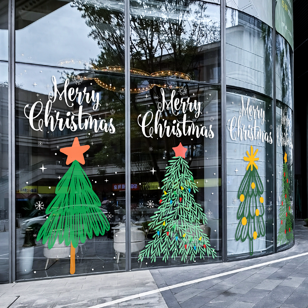 圣诞节装饰圣诞树橱窗玻璃门贴膜