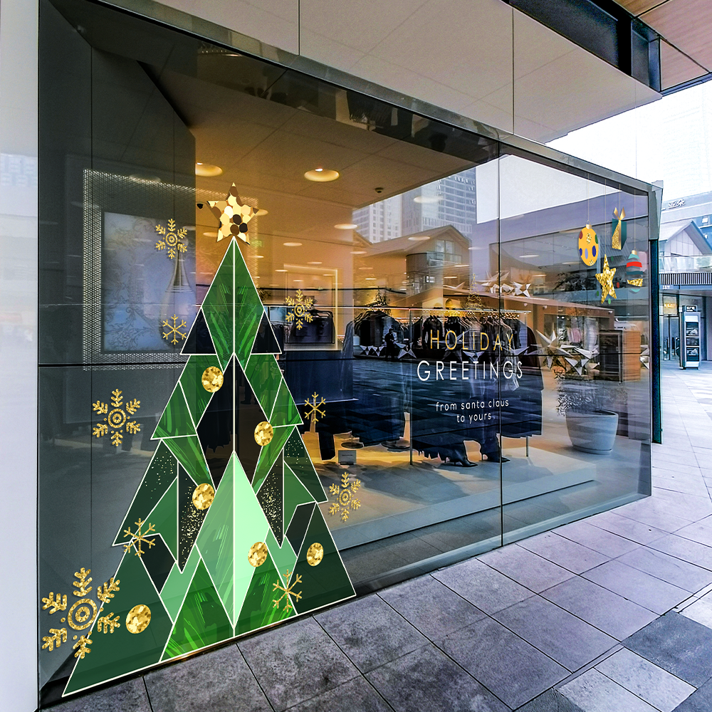 美哲玻璃贴纸静电吸附防水圣诞