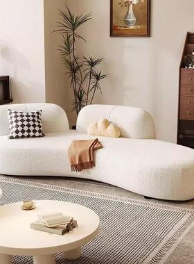 简约创意轻奢奶油风美容院沙发客厅公寓服装店休闲区接待异形弧形