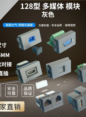 128型灰色五孔电源SC光纤HDMI VGA 卡侬 网络 电话 音频 视频模块