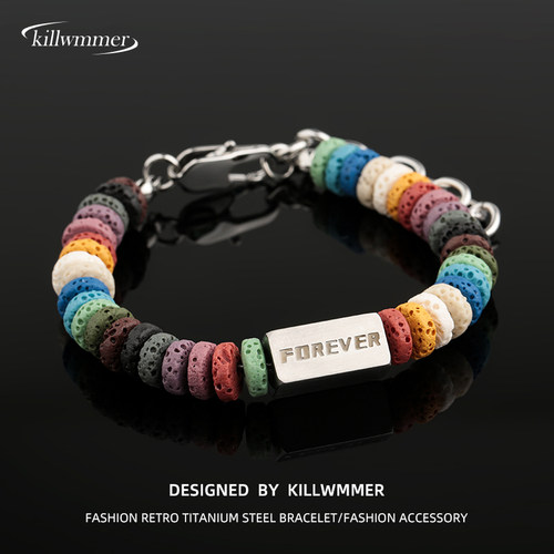 彩色火山石串珠个性手链