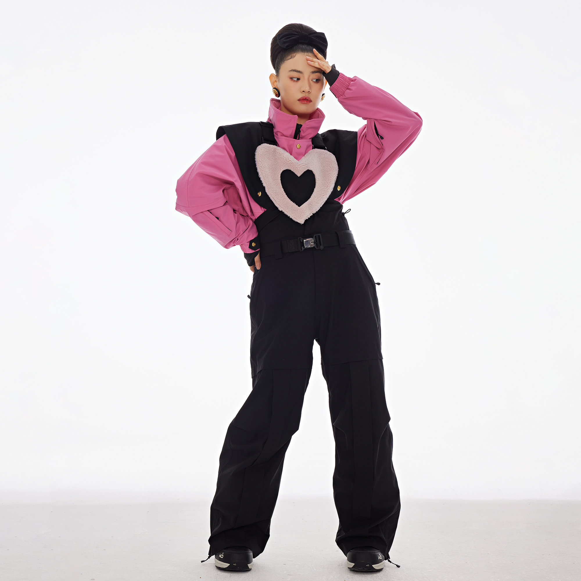 BCG滑雪背带裤摇粒绒可拆卸背心