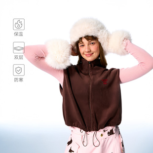 BCG抓绒马甲巧克力甜心柔软暖绒双面奥粒绒保暖双层立领防风拉链