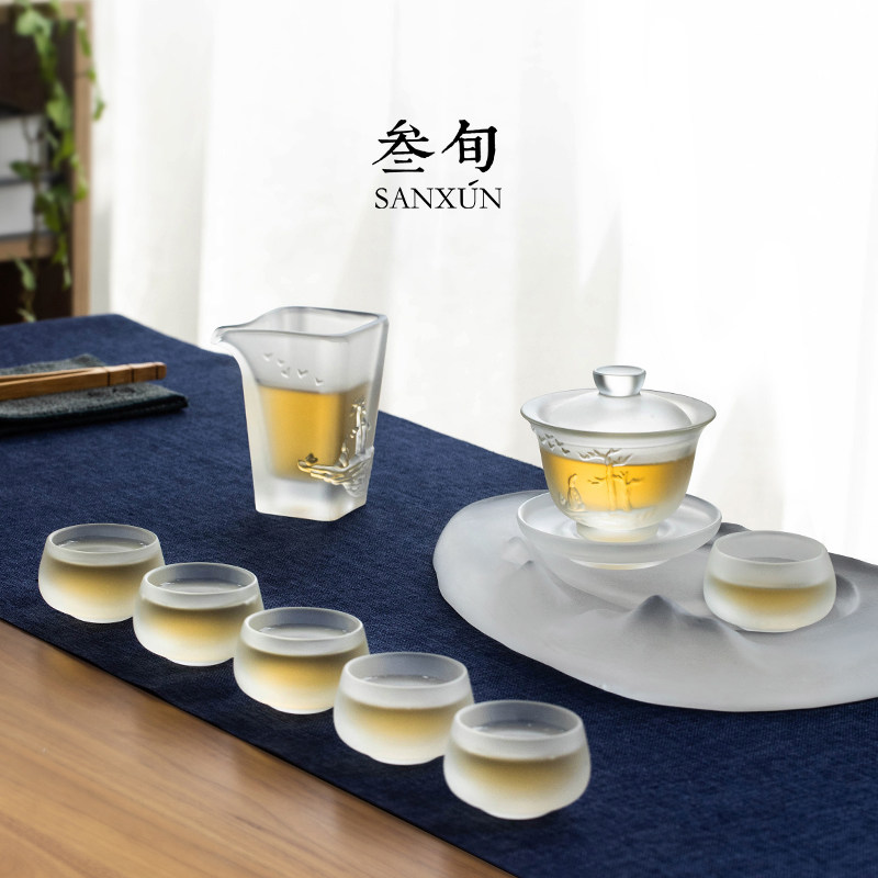 叁旬古法冰冻烧琉璃茶具套装家用泡盖碗茶杯整套功夫茶具礼盒高端图片