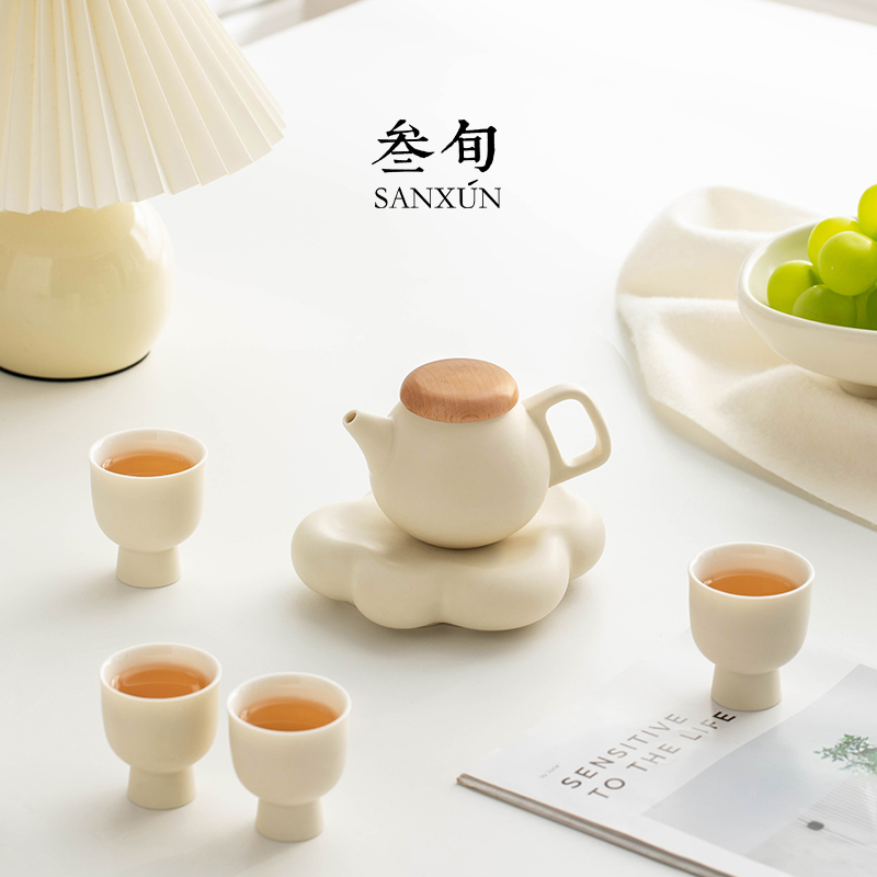 叁旬风屿奶油风茶具套装
