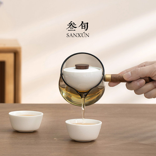 转转壶耐高温玻璃自动旅转泡茶壶