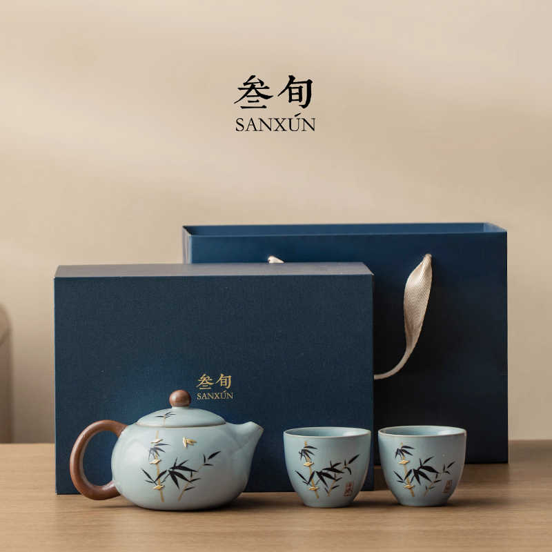 叁旬汝窑茶壶茶杯高档礼盒伴手礼