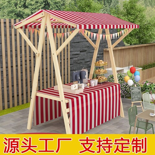 市集摊位活动展示架户外集市摊位桌夜市摊位车防腐木质折叠摊位架