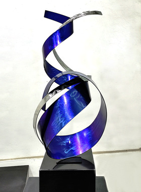 不锈钢雕塑厂家 酒店大堂样板房室内家居落地摆件 喷镀飘带雕塑