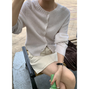 圆领针织上衣 clean 温柔软糯毛织开衫 女2025十三行春季 新款