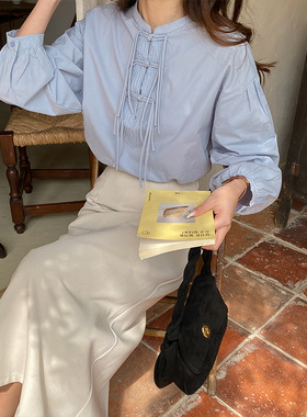 3th Morning 烟雨江南 中式流苏盘扣立领衬衫早秋新款