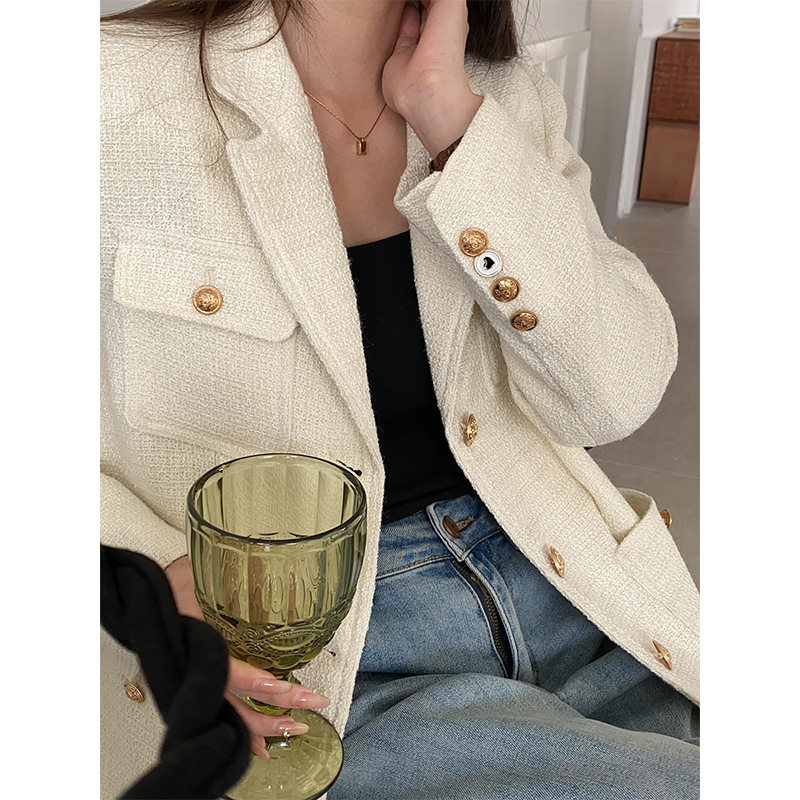3th Morning 中古小香风 早秋浮雕金扣粗花呢小香西装外套,女装/女士精品,短外套,淘宝优惠券,粉丝福利购,淘宝优惠卷